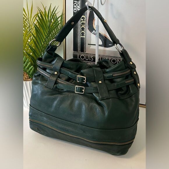 Rebecca Minkoff Large Green Leather should bag hobo zipper purse Bag - Picture 6 of 11